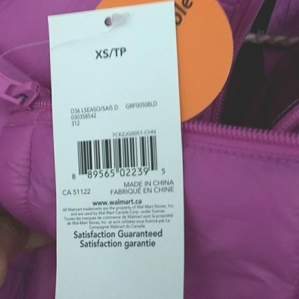 Pink Puffer Jacket, Packable Size XS - Picture 4 of 6